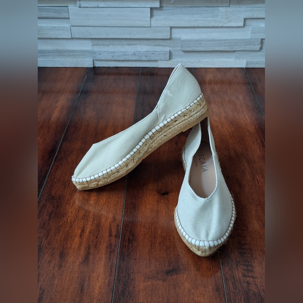 Viscata Beige Canvas Espadrille Flats EU 37 US 6 Made in Spain
